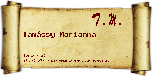 Tamássy Marianna névjegykártya